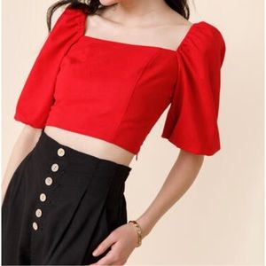 Puffed Sleeve Crop Top - NWOT
